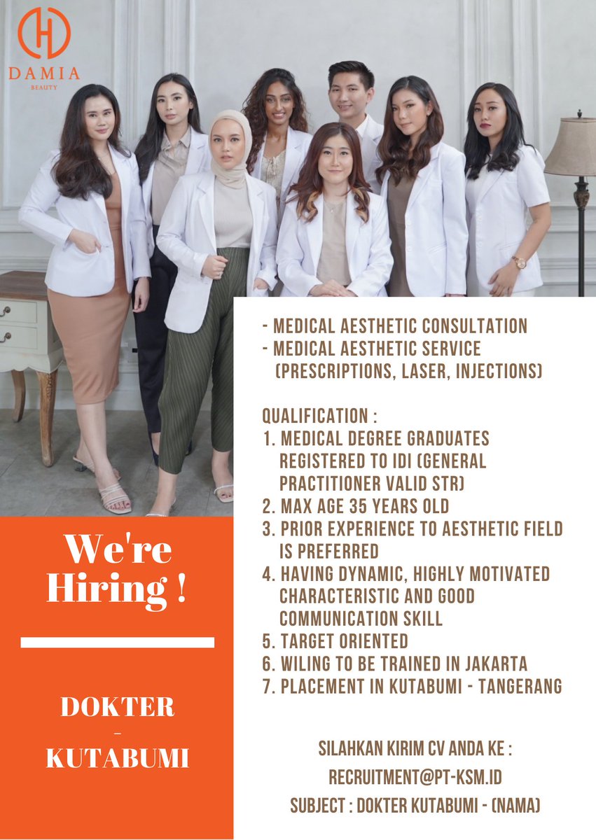 CareerKusuma's tweet photo. We're hiring. Join us!
#lokerdokter
#lokertangerang https://t.co/s99T3NCaNA