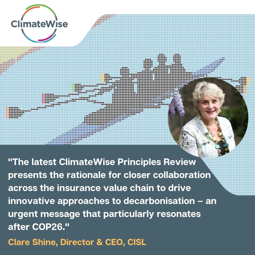CISL's Director and CEO @ClareShine_CISL vision on the latest ClimateWise Principles Review 👇
<a href="/cisl_cambridge/">Cambridge Institute for Sustainability Leadership</a> 
<a href="/ClimateWise/">ClimateWise</a>