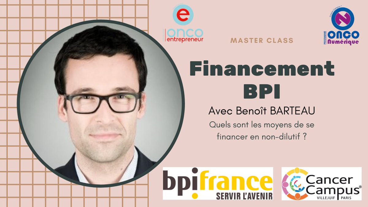 Benoît Barteau de <a href="/Bpifrance/">Bpifrance</a> a brillamment animé une masterclass aux #OncoEntrepreneur  de <a href="/CancerCampus/">Cancer Campus</a> sur les financements non dilutifs aux projets de #biotech, #medtech, #esanté.
<a href="/OncoStart/">OncoSTART</a>