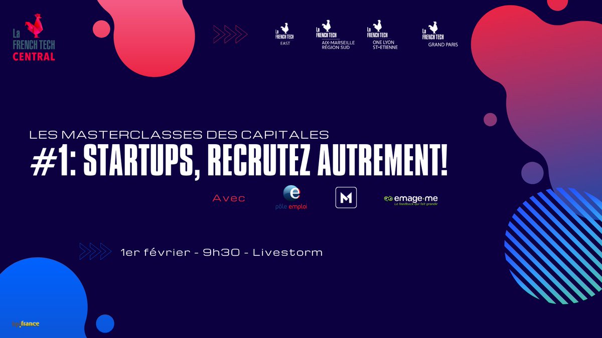 FTGrandParis's tweet photo. On lance les #masterclasses des capitales avec @FrenchTechEast_, @FrenchTechOneLS, et @AMFrenchTech 👉 Rendez-vous le 1er février sur @livestorm pour parler emploi avec @pole_emploi, #emageme, et #themissingone : https://t.co/E72lBgH6u4 cc @LaFrenchTech @FrenchTechCtral https://t.co/y2aCUgmRVb