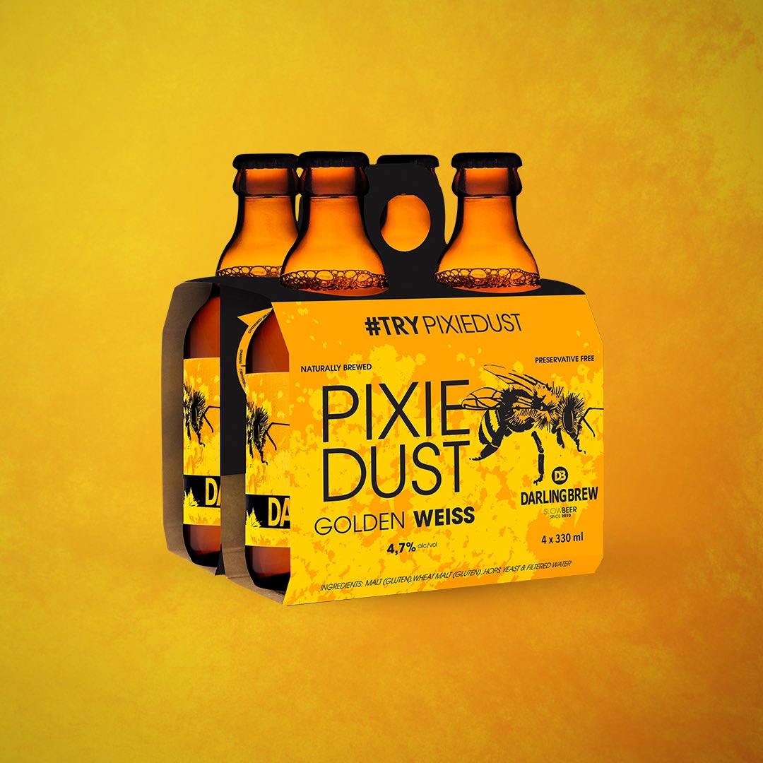 DarlingBrew's tweet photo. Would you like to TASTE summertime in Darling? 🐝🍻🔆
Our prize-winning seasonal weissbier, Pixie Dust, is the taste and smell of summer along the West Coast captured in beer form.
#DarlingBrew #DBshop #SummerBundle #PixieDust #Weissbier https://t.co/UVtl3jUm5b