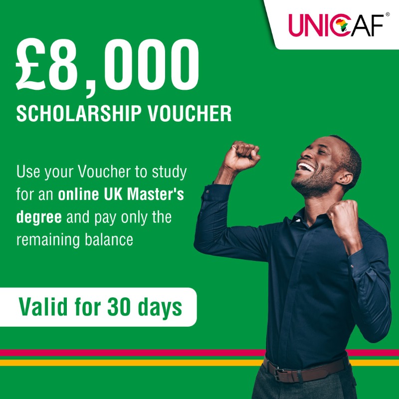 UNICAForg's tweet photo. Thinking of a UK Master's degree but cannot afford it? Don't miss this opportunity - claim an £8,000 Scholarship Voucher today.