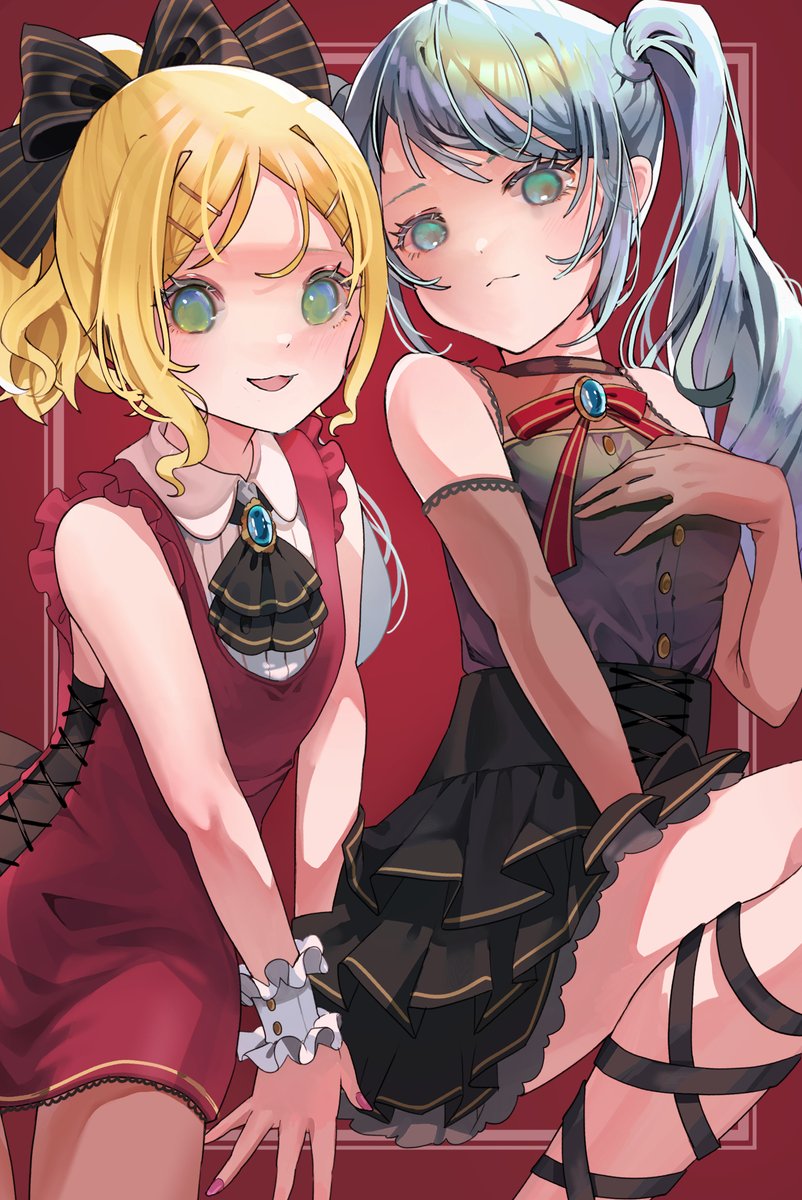 初音ミク ,鏡音リン 「❤️🖤❤️

#初音ミク  #鏡音リン 」|もへぃのイラスト