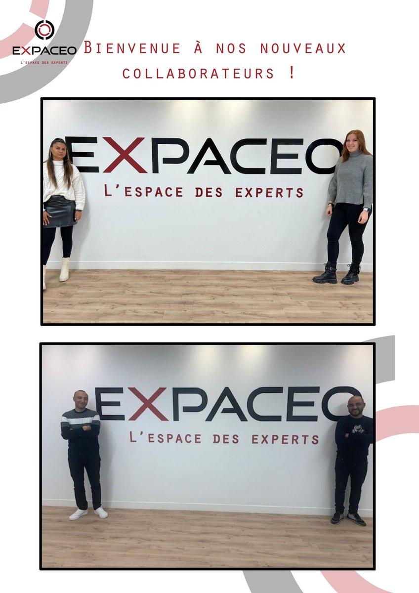 ExpaceoOfficial's tweet photo. [BIENVENUE]

EXPACEO s’agrandit !

C’est avec un immense plaisir que l’équipe EXPACEO souhaitons la bienvenue à:

Valentine Voyen, Mohamed Akrich, Ayman Saidi, Yvana Mardaymootoo ✨

Nous espérons que vous serez épanouis parmi nous ! 😊

#EXPACEO #Bienvenue #Nouveaux #work https://t.co/h3gPehDhv5