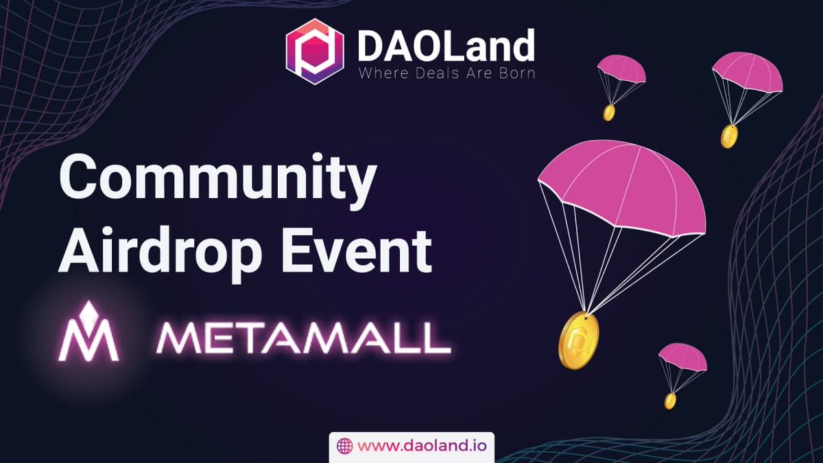 🚨 Announcing Metamall Community Airdrop 🚨

Take part in some simple tasks and get a chance to win FREE MALL Tokens 🤑

🏆 Prize: 10$
👯 Winners: 100nos
🗓 End Date: 21st 12pm UTC

Participate Here:
gleam.io/ibrV2/daoland-…