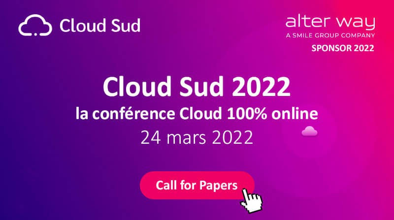 #callforpapers : sponsor de <a href="/cloud_sud/">Cloud Sud ☁️</a>, #AlterWay  donne rdv aux experts et aux passionnés de ☁️.  En attendant le 24/03, proposez vos sujets avant le 19/02!   👉 bit.ly/3ryNgTZ  #cloud #opensource #greenit #finops... <a href="/GroupeSmile/">Smile - I.T is open</a> @cravalec