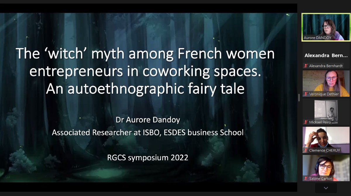 kobaltgelb's tweet photo. #RGCS2022 Research conversations part 1: the third, also very creative, presentation by @AuroreDandoy "The witch’ myth among French women entrepreneurs in coworking spaces" https://t.co/Y4Pe5GZZta