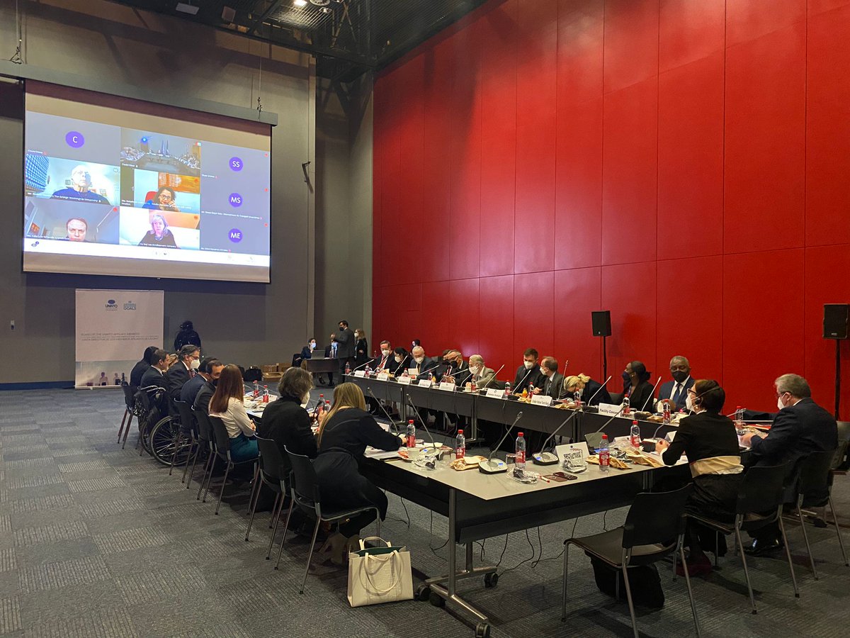 President @macarflo attending today the first meeting of @UNWTO affiliate members on behalf of NECSTouR. 

Bringing the interests of our Regions and Destinations in this global framework, together with @BasqueTours and the @InfoUMA 🧩

#Fitur2022