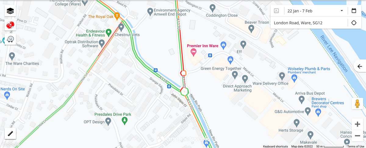Herts_Highways's tweet photo. #Ware @CadentGasLtd will have 24/7 temporay traffic signals on A1170/A119 London Road roundabout between 22 January - 7 February for gas main renewal works. Please check your route before setting off to avoid unnecessary delays. More information: https://t.co/WywSTHnCKZ https://t.co/M1Keu5YbJl