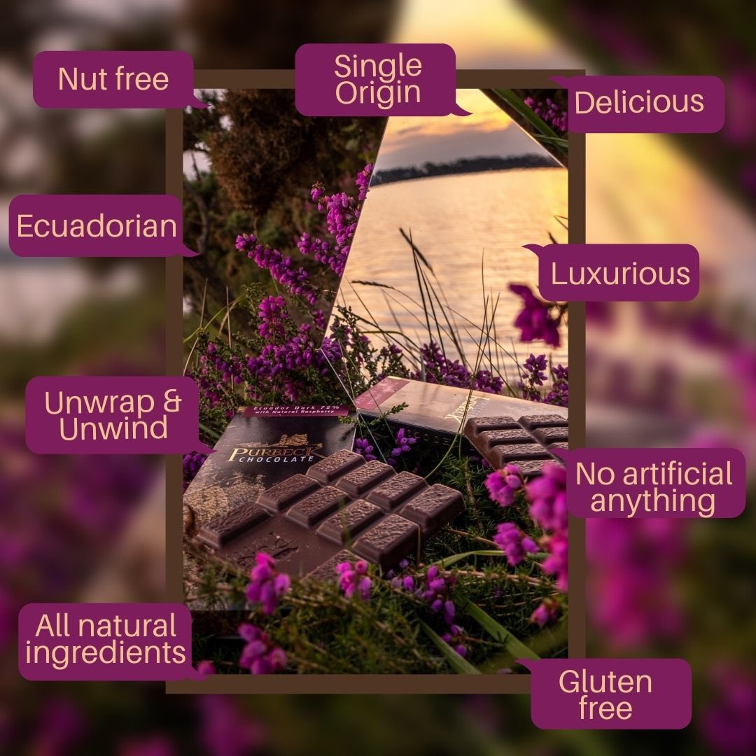 So many reasons to choose Purbeck Chocolate.  Which stands out most to you?
#purbeckchocolate #chocolatebar #singleorigin #unwrapandunwind #nutfree #glutenfree #luxuriouschocolate #ecuadorianchocolate #delicious #naturalingredients #noartificialanything