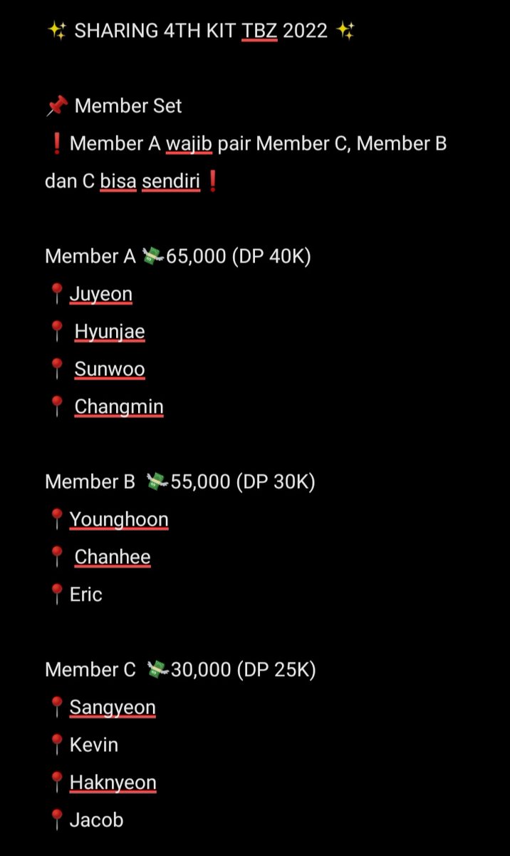 ✨ SHARING 4TH KIT TBZ 2022 ✨

☑️ EMS TAX
☑️ Ada GO dom Jakarta
☑️ DP via BCA/DANA/SPAY

📌 Member Set
