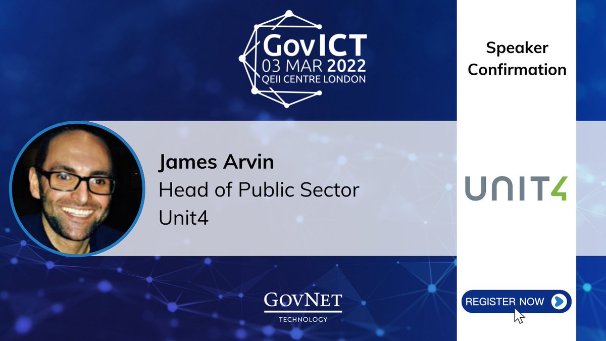 Great to have <a href="/JamesArvinUNIT4/">JamesArvinUNIT4</a>, Head of Public Sector <a href="/Unit4Global/">unit4global</a> joining our opening #keynote panel on driving end-to-end #transformation! 

Check out the full agenda here 👉 hubs.la/Q012mFL30

#GovICT2022 #PublicSector #Tech