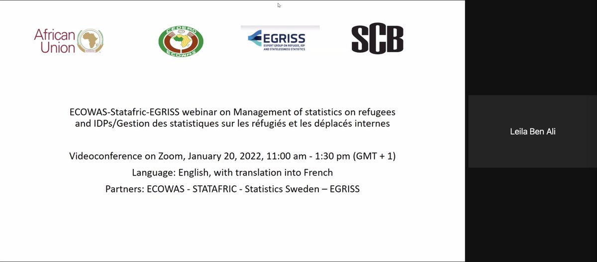 JIPS_profiling's tweet photo. Exciting webinar ongoing w/ #EGRISS @statafric @ecowas_cedeao on forced displacement statistics. Great to see such strong interest in improving #RefugeeStatistics & #IDPstatistics in the region. The intl. rec.s developed through EGRISS offer critical guidance, definitions & more. https://t.co/Vskt8tHIFC