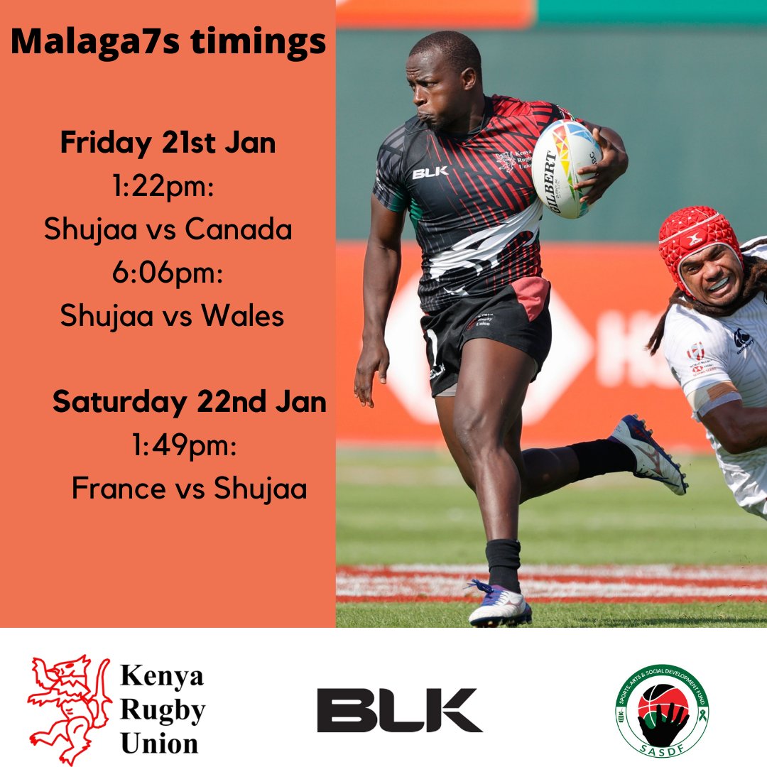 KenyaSevens's tweet photo. One more sleep and we kick off the #Malaga7s action!! 
#Shujaa 
#HSBC7s https://t.co/bUdz7agLhx
