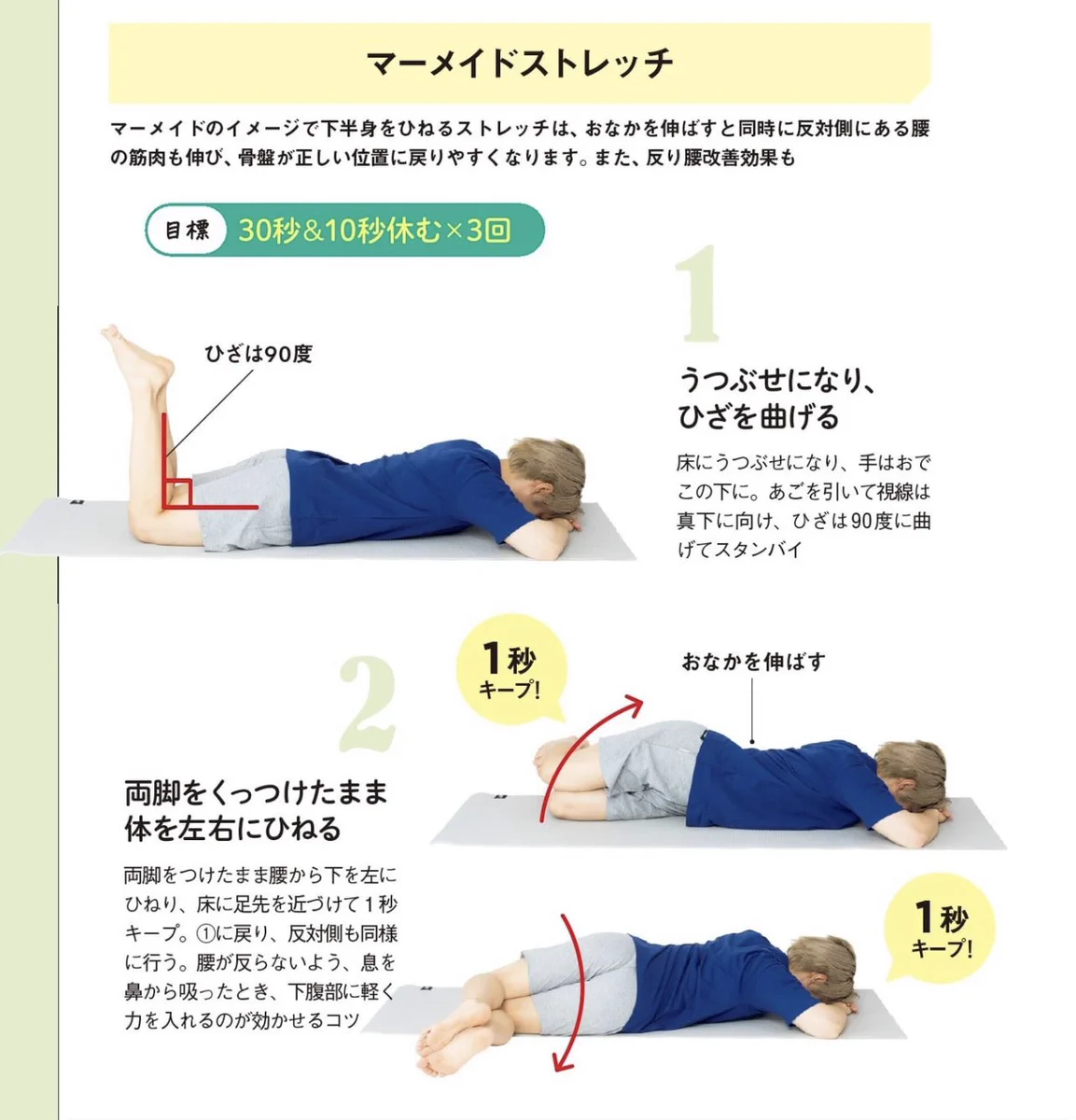 反り腰では、呼吸が浅くなってしまう。ストレッチで反り腰を治そう！