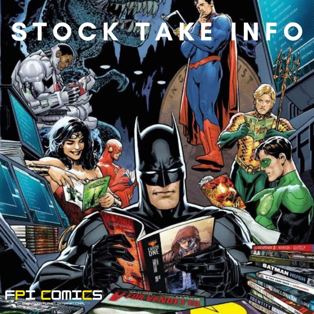 FPIComics's tweet photo. The heroes are getting distracted during stock take! 
It's stock take time, we are a very small team here at FPI comics, so if there is a delay in anything at all, we apologize. 
We are just counting the thousands of comics we have to offer, with absolutely no help from Batman 🙄 https://t.co/epcd13ztq0