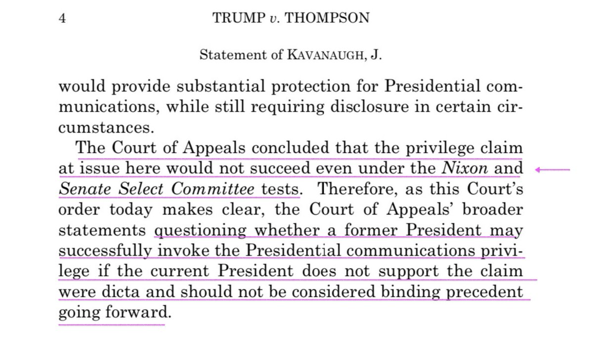girlsreallyrule's tweet photo. Watch Kavanaugh rule against Trump with regard to his executive privilege claim, while singing for his supper at the same time. (Basically: he agrees with Trump, but luckily it's not at issue and he doesn't have to rule on that...) 

Tell me again how SCOTUS isn't political... https://t.co/e7XcAwpqtb
