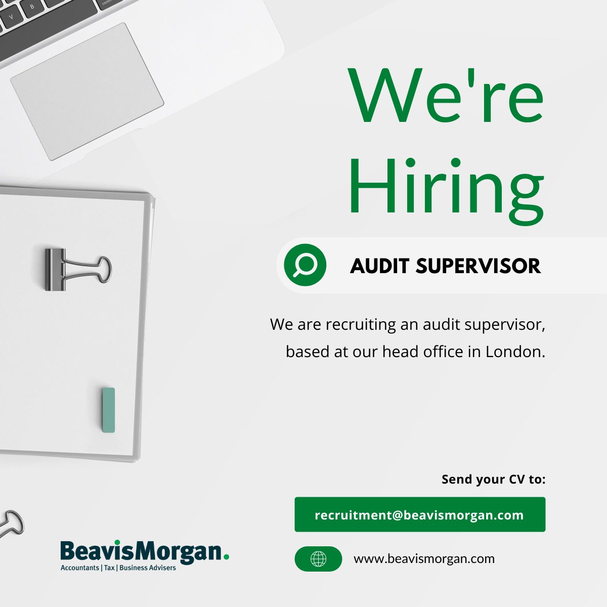 BeavisMorgan's tweet photo. We are recruiting for an Audit Supervisor, based at our head office in London. To apply, send your CV to recruitment@beavismorgan.com
https://t.co/H6d7xZrnS1
#audit #recruiting #londonjobs #london #recruitment #cv #newjobpost #jobalerts #jobhiring #hiring https://t.co/Zv1520eiHX