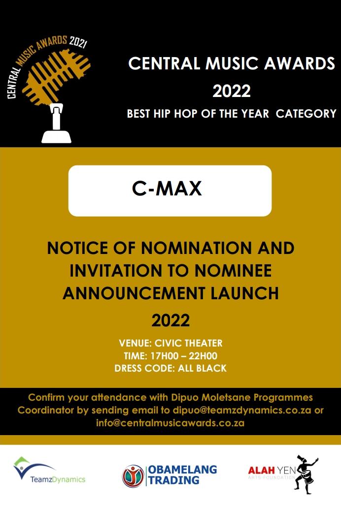 its_Cmax's tweet photo. Nominated for Best Hip Hop of the year! 🙏🏾🥺 First 2022 Nomination🏆♥️
#iNumber dropping soon’
Mac G Dr Banda Dineo Ranaka https://t.co/5CVLIfKTVu