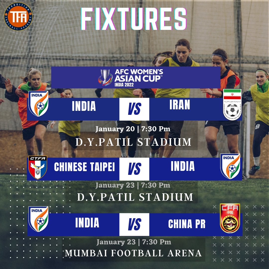 FaTransition's tweet image. Wishing the Indian National Team 🇮🇳all the very best ahead of their first match against Iran in the AFC Women&apos;s Asian Cup, 2022 at the D.Y. Patil Stadium, Mumbai. ⚽❤✌

#transitionfa #football #afc #india #indiateam #footballnews #BlueTigresses