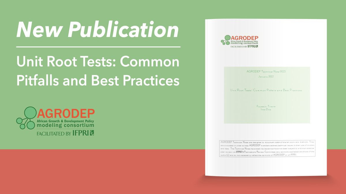 IFPRI_Africa's tweet photo. New @AGRODEP #Technical_Note on common pitfalls &amp; best practices when testing for unit roots, with examples using price data from #Kenya, #Mali, #Togo, &amp; #South_Africa to illustrate the procedures. 
Read the paper here: https://t.co/as7tnswUpK

@Diopinsa0 @jemimah_njuki @IFPRI https://t.co/o0kwj4Cngz