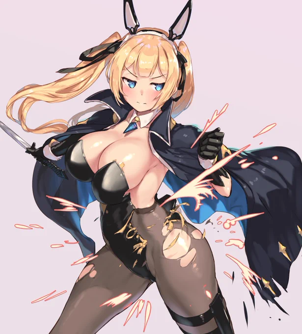 隙を突かれた悪のうさぎさんを描きました 