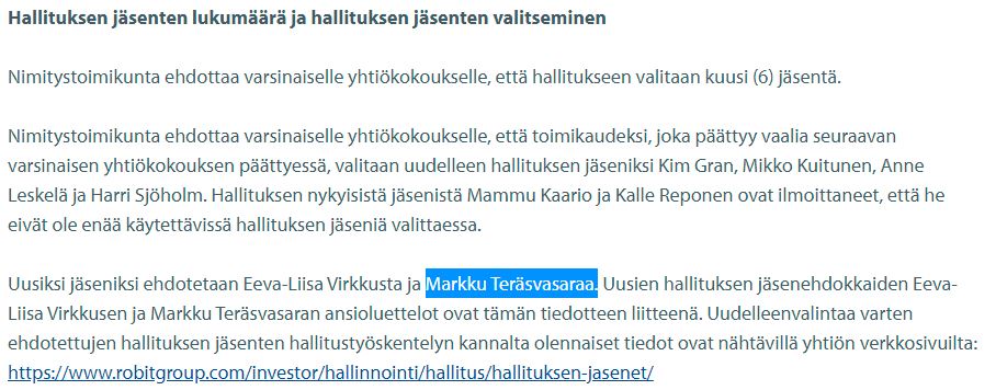 CompetizioneFin's tweet photo. Olen ennenkin spekuloinut että #MOCORP jossain vaiheessa ostaa #ROBIT pois kuleksimasta.
Sopisi valtavan hyvin heidän tuotepalettiinsa eikä päällekkäisyyksiä ole. Nyt Markku Teräsvasara Mocorpin varatoimitusjohtaja tulossa Robit hallitukseen.🤔 https://t.co/y5aRfueGGM
