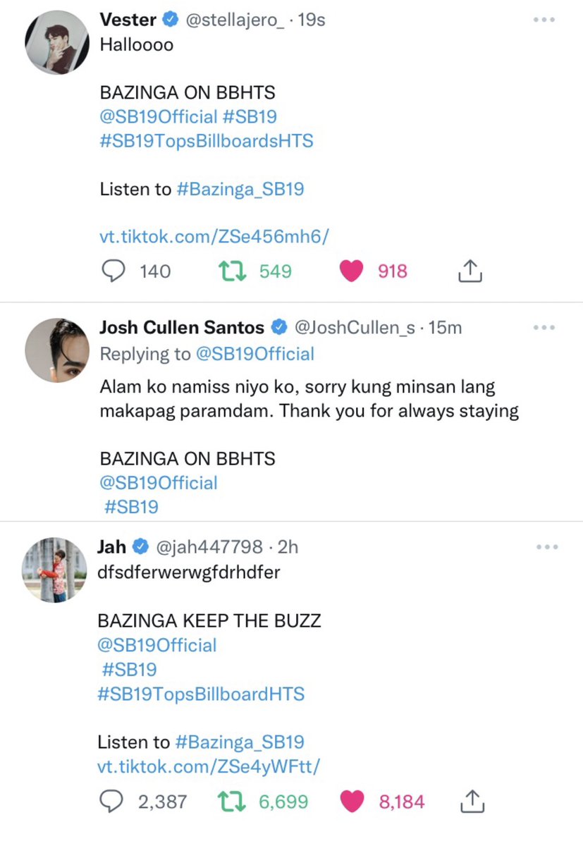 LaLa_Lyza22's tweet photo. The boys signaling that they got our backs makes me so soft 🥺😭 This is truly a wonderful Famdom🤗 SB19×A'tin's realtionship is one of a kind 💙

BAZINGA ON BBHTS
@SB19Official #SB19

Listen to #Bazinga_SB19 https://t.co/jo7a2KrDXC
