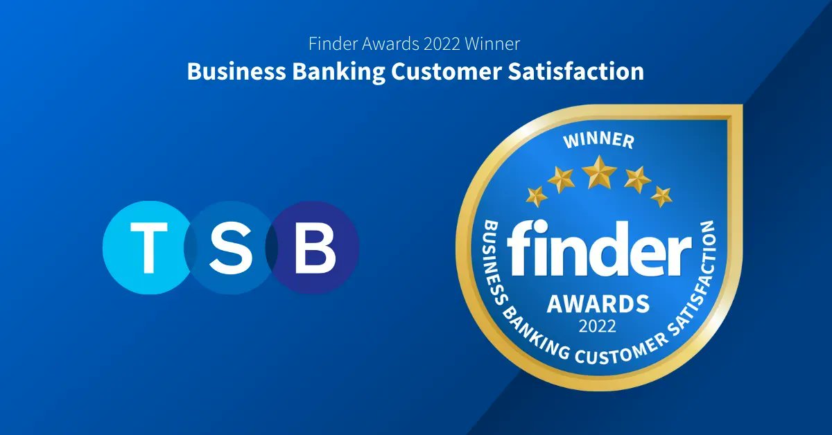 findercomUK's tweet photo. Well done to @TSB_News for winning the Business Banking category in the Finder Customer Satisfaction Awards 2022 ๐ #FCSA22 https://t.co/xfZKwfDjXU https://t.co/v56w6mkX1Z