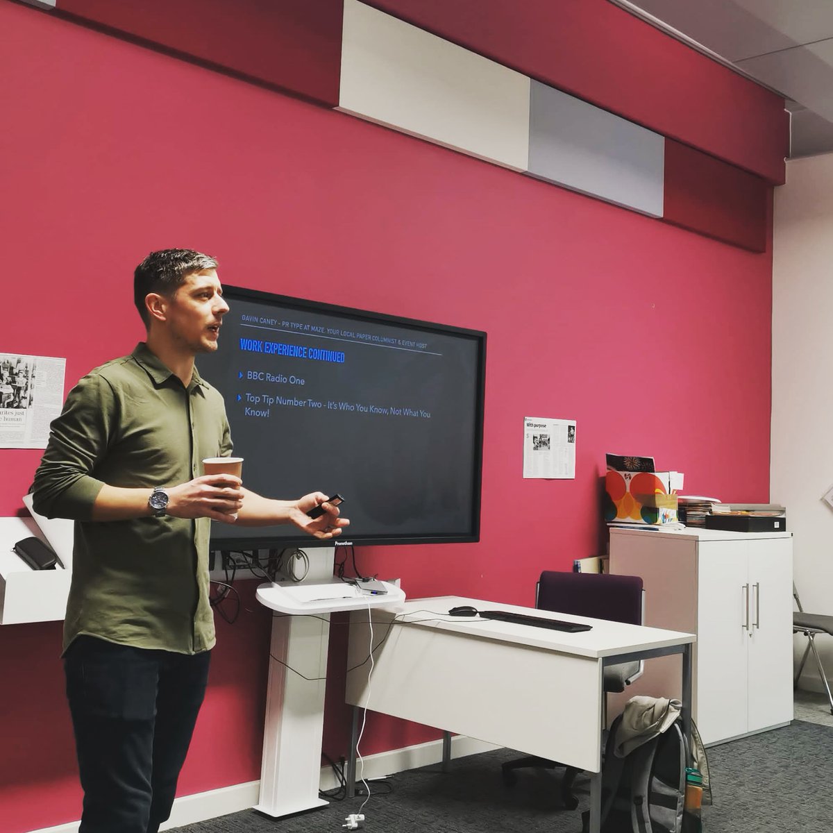 Thanks to <a href="/GavinCaney/">Gavin Caney</a> for speaking to our Media and English students @cwa_college <a href="/cwacreativearts/">cwacreativearts</a> <a href="/cwa_alevels/">CWA ALevels</a> about his journey from work experience to an impressive career. EX CWA student, PR specialist <a href="/Maze_Media/">Maze</a> and <a href="/YourLocalPaper/">Your Local Paper</a> Sports columnist and event host