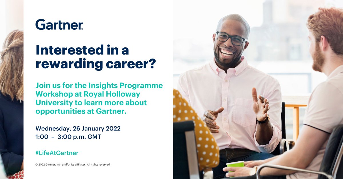 This is a great opportunity to meet the team at @Gartner_inc, discover the roles on offer, build your network and get a head start in the application process. The event will be on MS Teams - book through the Careers Portal ow.ly/mmGu50Hsa7f @LLC_RHUL @RHULManagement