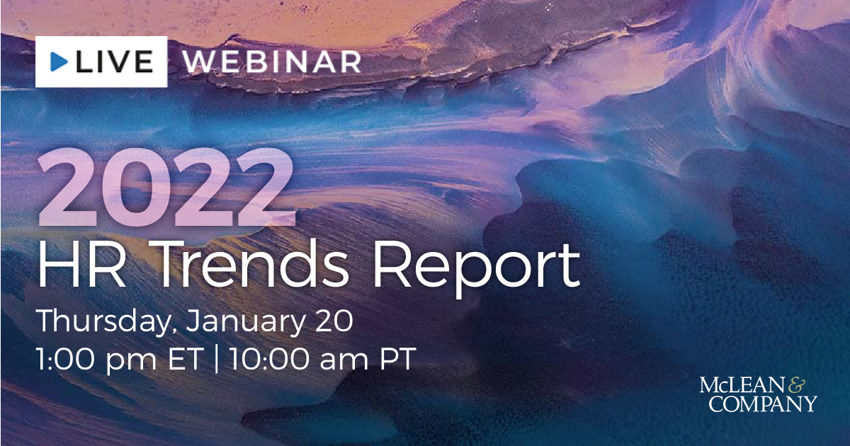 HRMcLeanCo's tweet image. Join @william_jhoward, Talia Speigel, and James Kim today at 1 PM ET as they talk about key HR priorities in 2022 and how people-centric solutions are the way ahead: bit.ly/3EpaSi6 

#HRTrends2022 #webinar