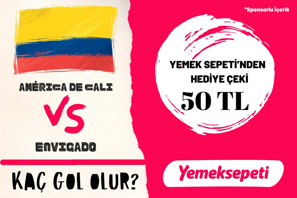 🇨🇴 Kolombiya Ligi’nde 2022 sezonu bu gece başlıyor.

❓Bu gece oynanacak América de Cali - Envigado karşılaşmasında toplam kaç gol olur?

🍔Bu tiviti RT’leyip, soruya doğru cevabı veren 3 takipçimiz <a href="/yemeksepeti/">Yemeksepeti</a>’nden 50 TLlik hediye çeki kazanacak!