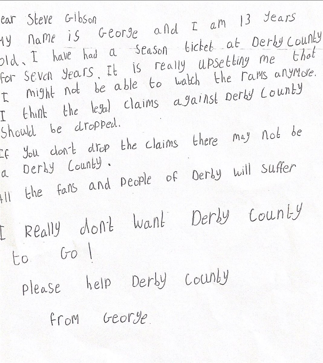 StMartinsDerby's tweet image. A heartfelt letter from a dedicated @dcfcofficial fan and @StMartinsDerby student to Steve Gibson ⚽️⚽️⚽️, George KS3AC 👏