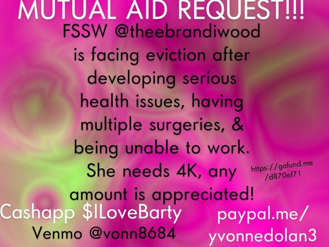 A member of our community could really use our help!  @TheeBrandiWood is a fssw who over the summer contracted<a href="/tag/sesta"class="tags"><span>#sesta</span></a><a href="/tag/fosta"class="tags"><span>#fosta</span></a>