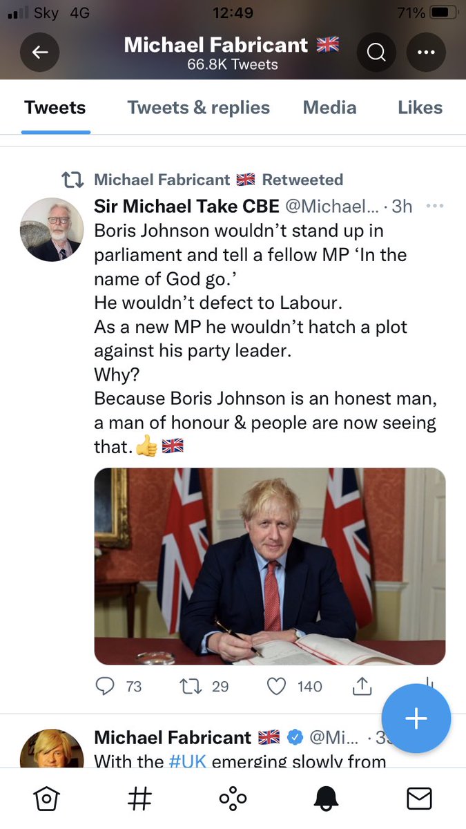 MichaelTakeMP's tweet image. Absolutely delighted that @Mike_Fabricant  has retweeted me.
It’s good to know there are some intelligent, rational Conservative MPs we can rely on. Michael is obviously not easily fooled and can see the truth. Boris Johnson is so lucky to have a supporter like him.😁👍🇬🇧