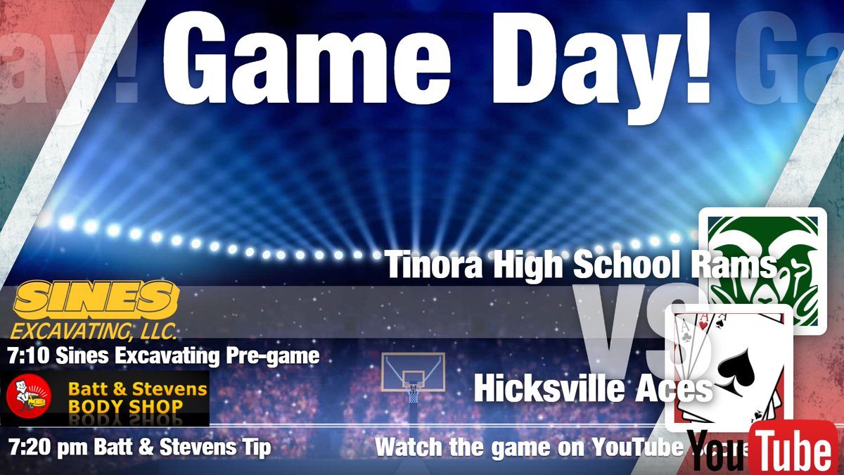 Huge GMC game tonight as the Lady Rams travel to Hicksville to take on the Aces.

🏀6 pm - JV 
🚧7:10 pm Sines Excavating Pregame (estimated-JV tips at 6 pm)
🏀7:20 pm Batt &amp; Stevens Tip-off
youtube.com/channel/UCrxJT…

Radio link: network1sports.com/station/tinora…