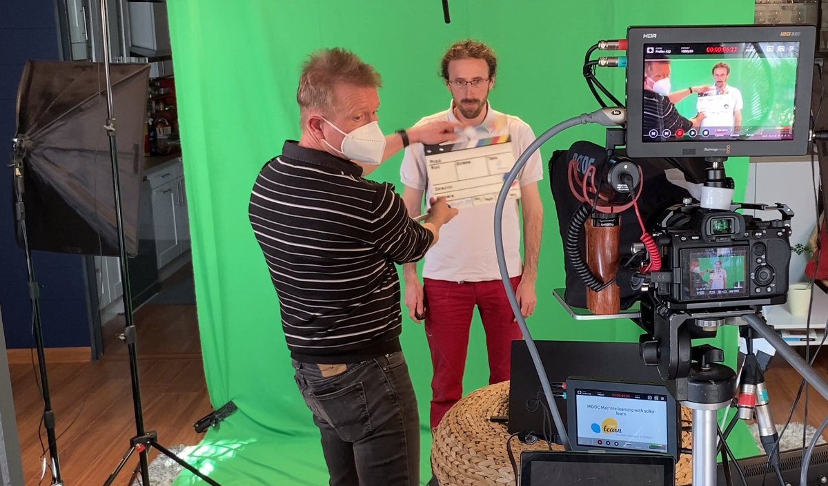 GaelVaroquaux's tweet image. Recording videos for the new edition of the &quot;Machine learning with @scikit_learn&quot; MOOC with @InriaLearnLab was so much fun.

I&apos;m super excited about these upcoming improvements on #ScikitLearnMooc !
Soon on fun-mooc.fr/en/courses/mac…