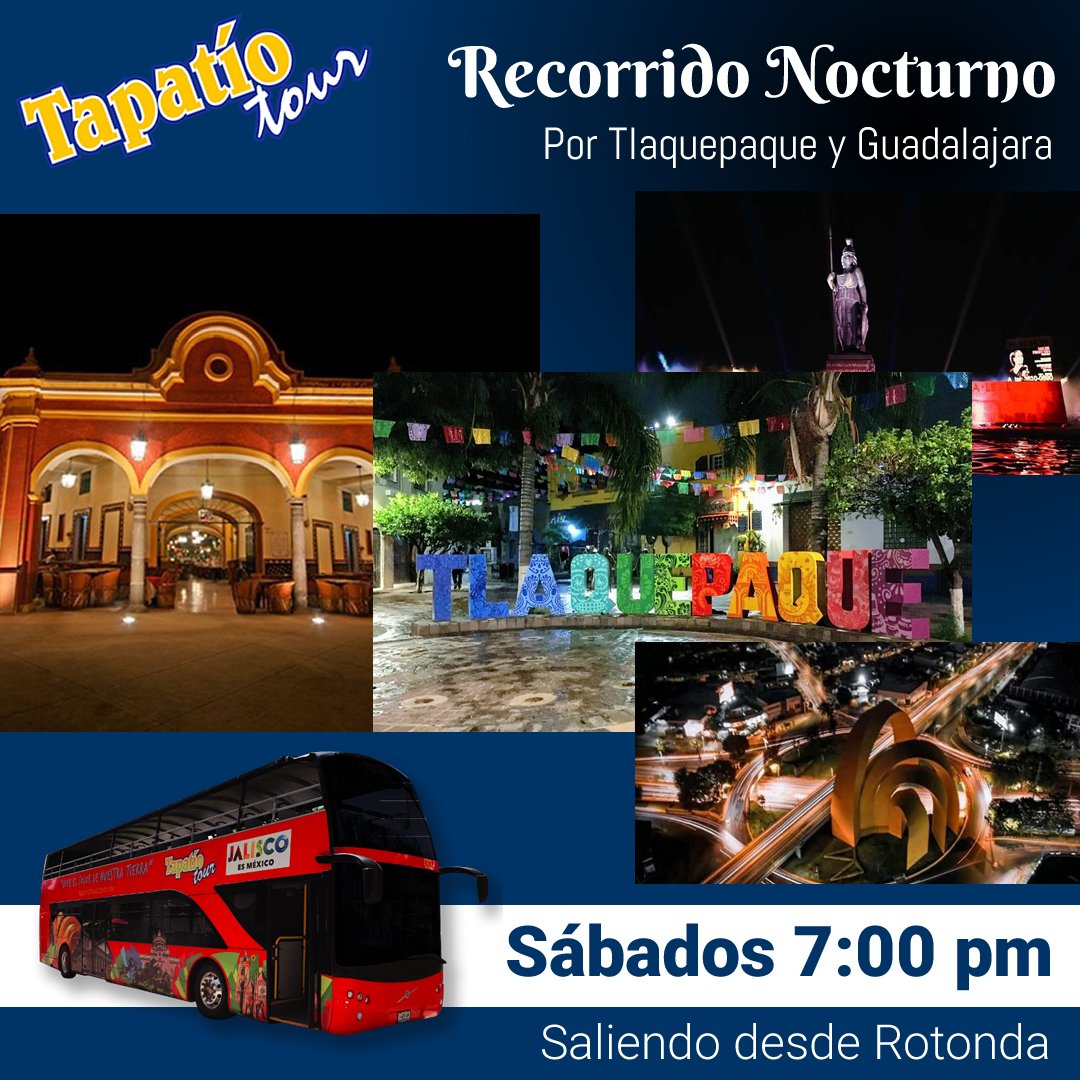 TapatioTourGdl's tweet photo. 🌚Recorrido Nocturno, por Tlaquepaque y Guadalajara

➡️ Disfruta de un recorrido noctuno increible por las calles y avenidas de Tlaquepaque y Guadalajara. 🔥 ✨

Iniciamos 7:00 pm en Rotonda, y regresamos al mismo punto aprox 11:00 pm https://t.co/jYKZqJ10JF