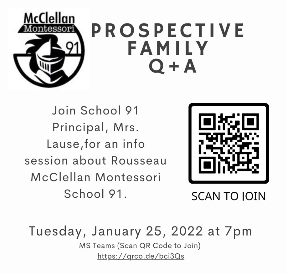 Thinking about joining the School 91 community or know a family who might be interested? Join us for a Q+A next Tuesday evening! #school91 #myips #montessori #ips91