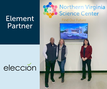 Exciting news: Eleccion (ELX), an organizational design &amp; management consulting company, has made an Element Partner gift to the capital campaign to build the Northern Virginia Science Center! Get the details &amp; see which element they chose here: tinyurl.com/35pb9p28
