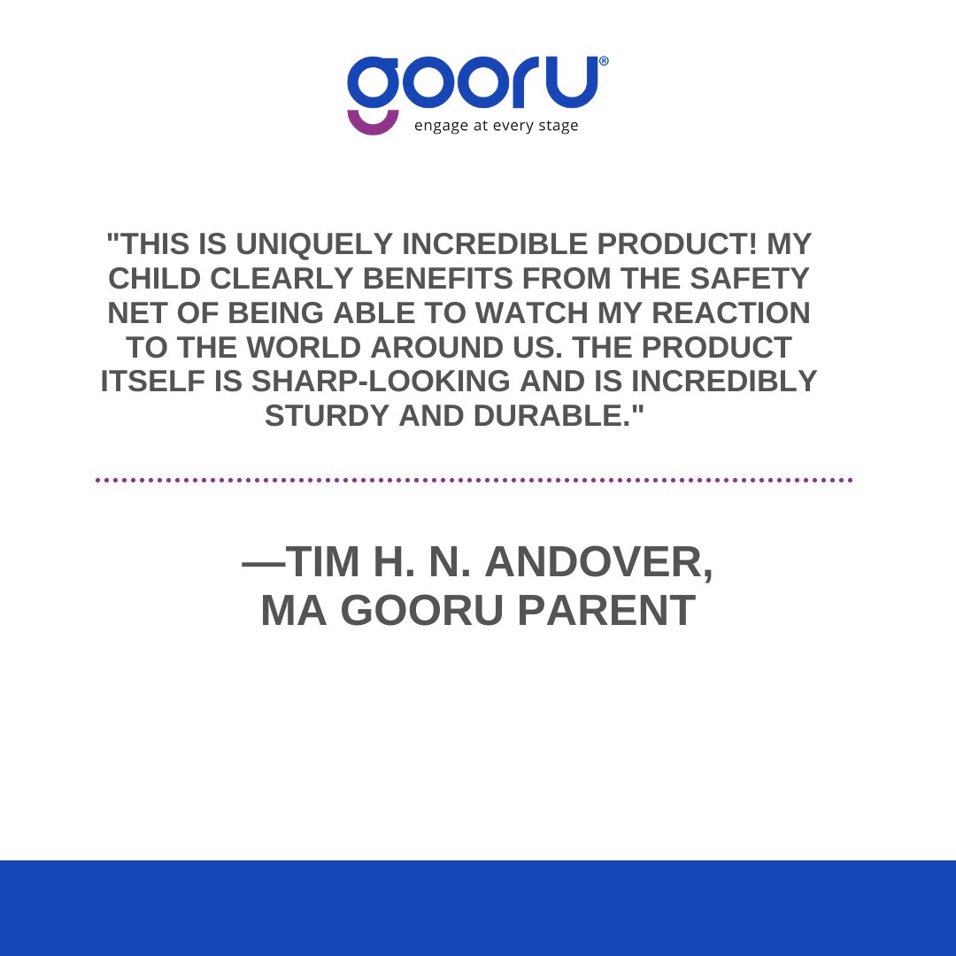 GooruGlobal's tweet photo. "⭐⭐⭐⭐⭐

""This is uniquely incredible product! My child clearly benefits from the safety net of being able to watch my reaction to the world around us. The product itself is sharp-looking and is incredibly sturdy and durable.""

Tim H.
N. Andover, MA
Gooru Parent

Gooru. ... https://t.co/GfWmeB2isc