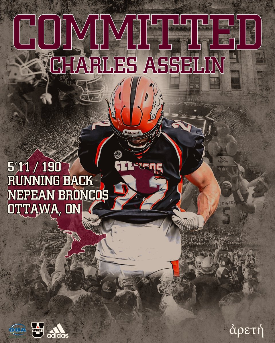 We are very excited to welcome Ottawa’s very own <a href="/_CharlesAsselin/">Charles Asselin</a> to the Gee-Gees family!

A dynamic running back, he’s joining us from the Nepean Broncos program. We can’t wait to add him to the stable 🔥

#GGnation🐎