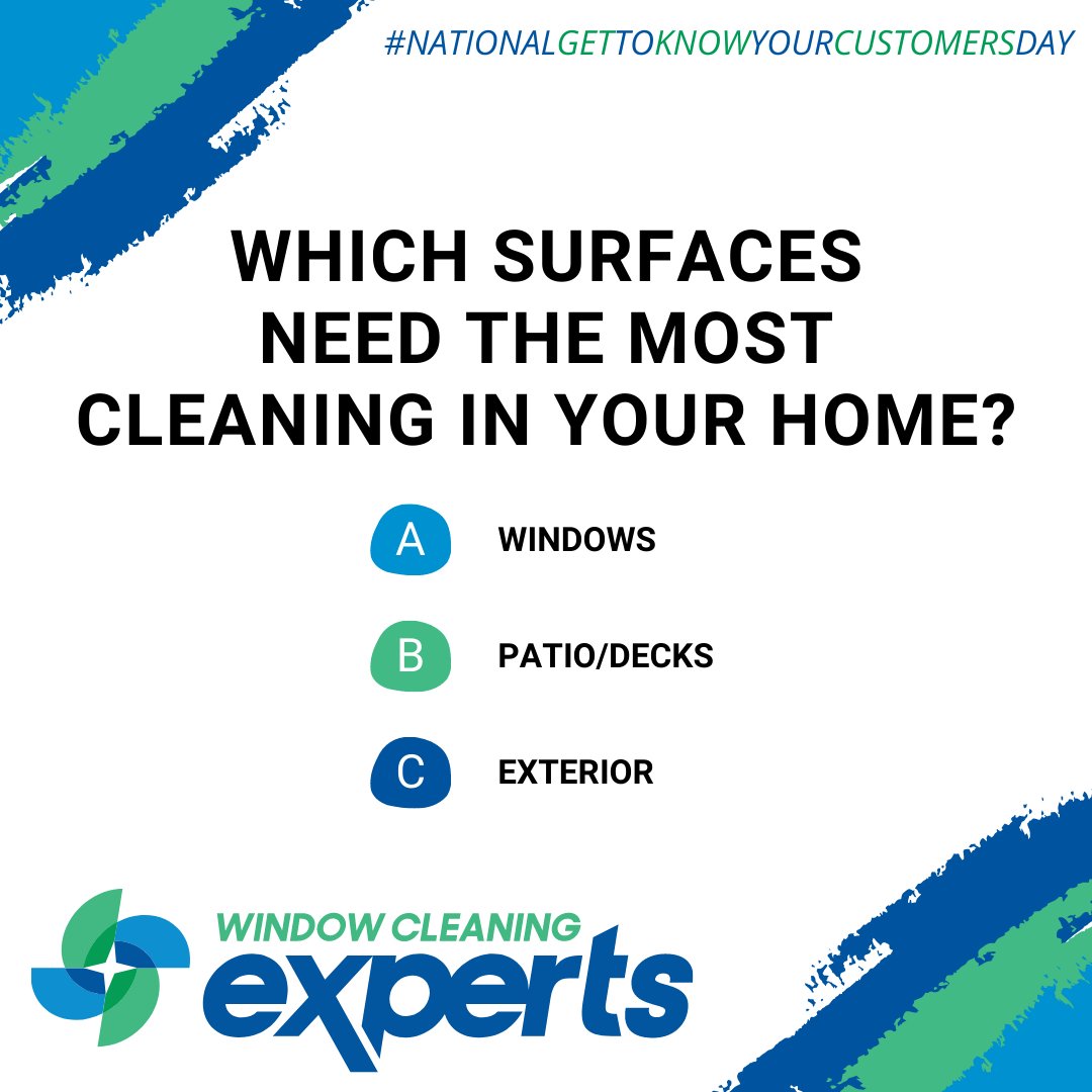 In honor of #NationalGetToKnowYourCustomersDay, we want to hear your feedback! 

Comment below which surface area of your home needs our team the most. 👇

#WindowCleaningExperts #ShowOffYourHome #SoftWashing