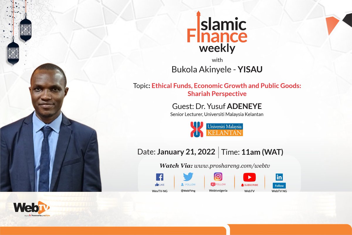 Coming up tomorrow is another episode of #Islamicfinanceweekly with Dr. Yusuf Adeneye, Senior Lecturer, Universiti Malaysia Kelantan 
Watch the previous episode here: lnkd.in/g-8-bUtv