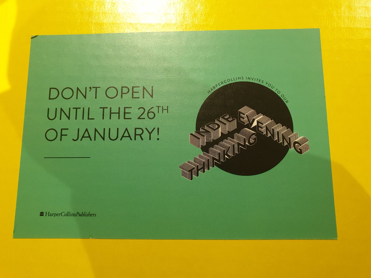 Thank you very much to <a href="/IndieThinking/">IndieThinking at HarperCollins</a>  and <a href="/HarperCollinsUK/">HarperCollinsUK</a> for the will power test.

Looking forward to the <a href="/IndieThinking/">IndieThinking at HarperCollins</a> Evening on the 26th