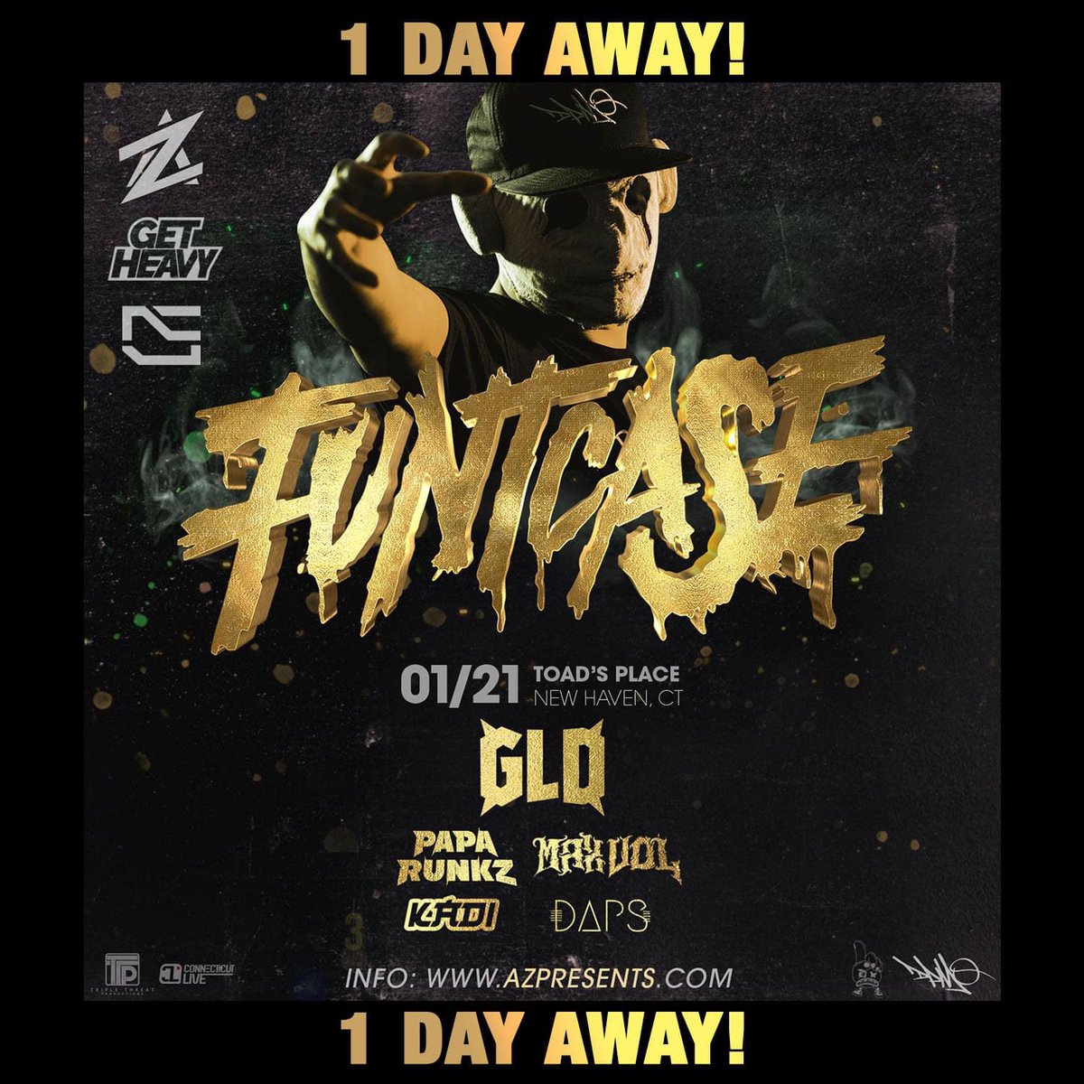 3xllc's tweet photo. @FuntCaseUK &amp; @gldworldwide will be taking the stage at @toadsplace tomorrow night! Grab those last minute tickets while you still can. Who’s ready to rage?? https://t.co/YQHCCglkIH
