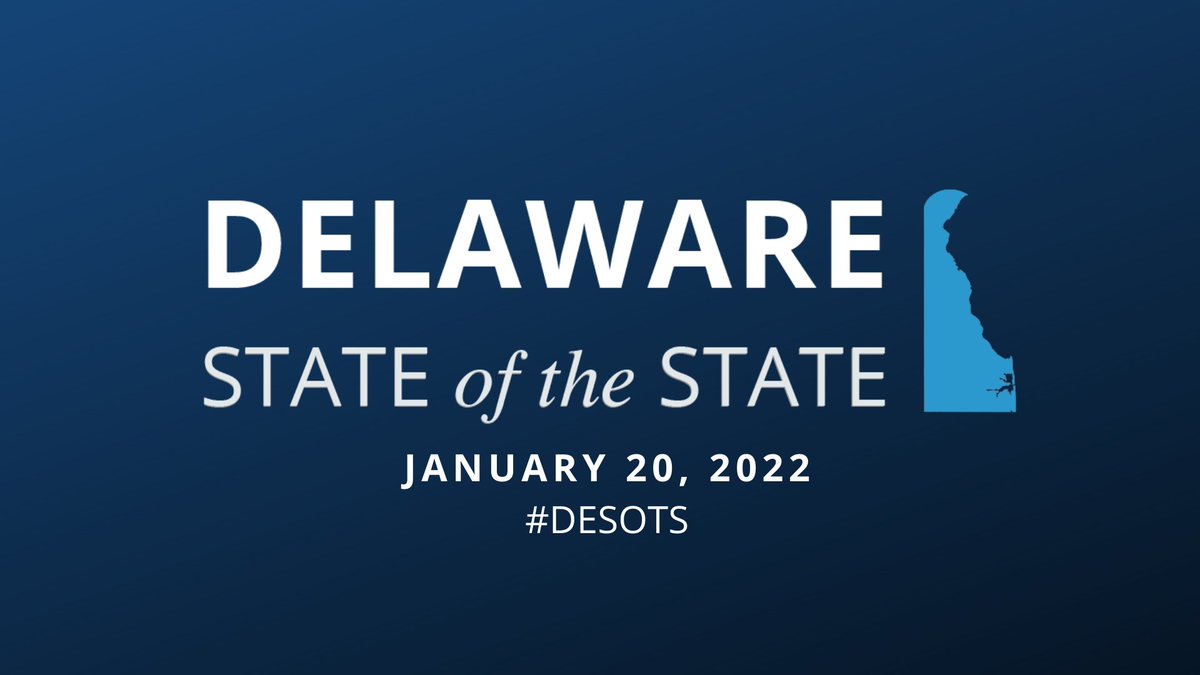 DelawareDOT's tweet photo. TUNE IN at 2:15 PM E.T. today for @JohnCarneyDE State of the State Address to learn more about the Governor’s priorities for 2022 ➝ https://t.co/P2SA3EmOPS #DESOTS https://t.co/piUdyd62gD