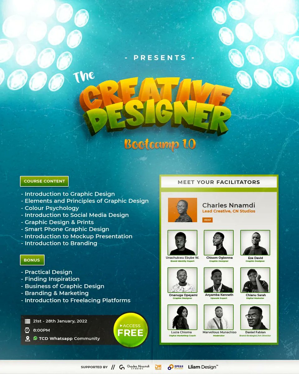 thecnstudios's tweet image. Guess what? Our most anticipated creative summit begins tomorrow and to top it up, we&apos;ve added another Creative to the facilitator&apos;s list.

@graphix_god will be brought on stage alongside other creatives.

See you all in class 😃💯

#TCD1 #TCD #Thecreativedesigner