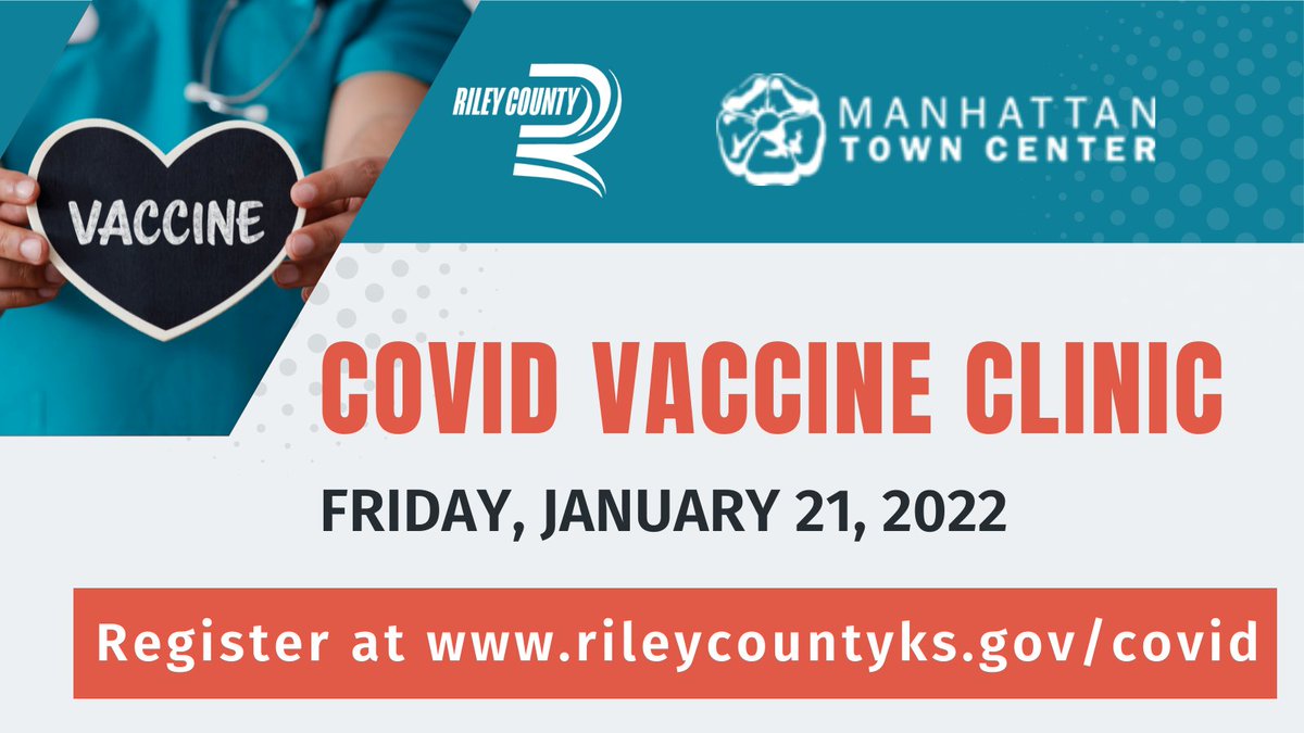 Vaccine Clinic at <a href="/ManhattanTC/">Manhattan Town Ctr</a> tomorrow (1/21/22) 9am-1:00pm
The vaccines offered will be Pfizer for ages 12+ or Moderna ages 18+, first, second, or booster doses. Make an appointment at rileyco-0121.rsvpify.com/?securityToken…